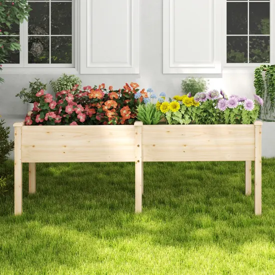 Fir Wood Raised Garden Bed with Large Planting Space and Good Drainage Holes Natural {2}