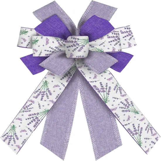 Large Bows for Wreath, Purple Lavender Wreath Bows Purple Dot Bows for Front Door Easter {1}