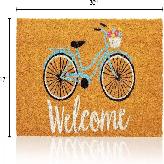 Natural Coir Doormat, Bicycle Welcome Mat (30 x 17 Inches) {4}