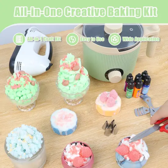 Candle Making Kit with Wax Melting Pot & Cake Decoration Set - Includes Piping Tips, Mixer & More for DIY Candle & Cake Decorating, Perfect for Candle Cake Creations and Crafting {3}