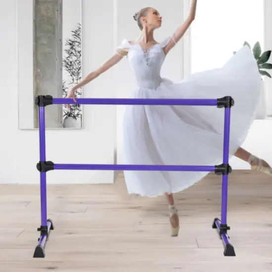 Adjustable Ballet Barre with Portable Design and Anti-Slip Feet Purple {2}
