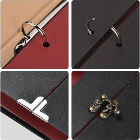 Scrapbook Handmade DIY Family Photo Albums Couples Memory Book Black Page Scrap Book for Anniversary, Christmas, Valentine's Day, Birthday (Black) {3}