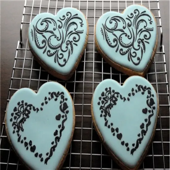Contemporary Hearts Cookie Stencils | C351 by Designer Stencils | Cookie Decorating Tools | Baking Stencils for Royal Icing, Airbrush, Dusting Powder | Reusable Plastic Food Grade Stencil for Cookies | Easy to Use & Clean Cookie Stencil {3}