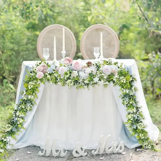 6FT Eucalyptus Garland with Flowers, 4 Pack Greenery Hanging Faux Eucalyptus Garland Suitable for Table Wedding Backdrop Arch Wall Party Spring UV Protected Indoor Outdoor Decorations {3}