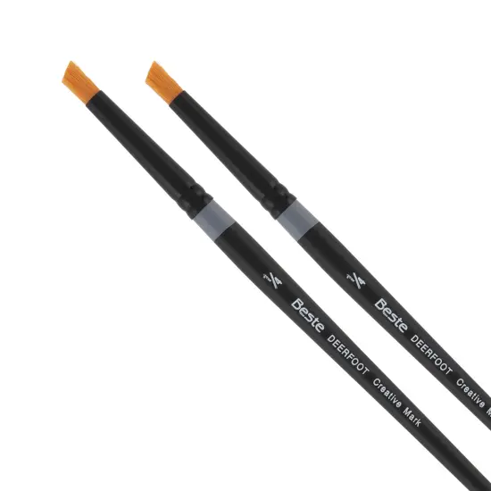 Creative Mark Beste Golden Taklon Deerfoot Stippler 1/4" - 3 Pk Artist Brush, Professional Watercolor Brushes, For Acrylic Painting, Short Handle, Sharp Edges, Hand-Tied & Shaped {1}