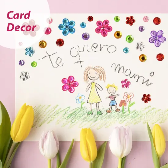 Wrapables 327pcs Acrylic Self Adhesive Crystal Rhinestone Gem Stickers, DIY, Arts & Crafts Supplies (3 sheets), Flowers {4}