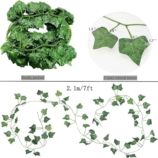 36 Strands 248FT Fake Ivy Garlands Leaves Artificial Vines Faux Green Hanging Plants for Bedroom Wall House Decor Outdoor Wedding Photography Backdrops, Non-discoloring {2}