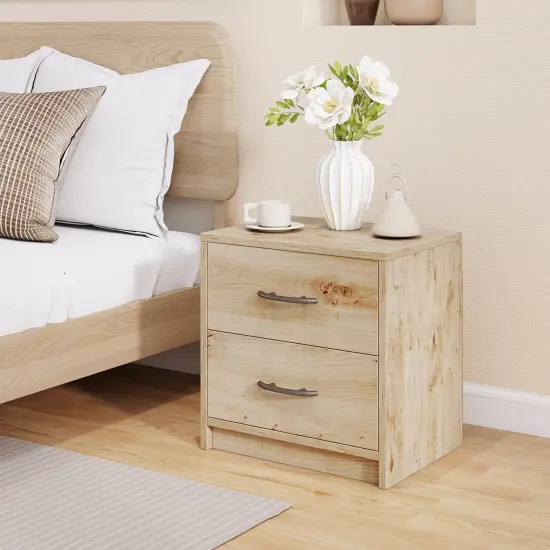 2-Drawer Nightstand, Sturdy Construction and Multiple Storage Options Oak {6}