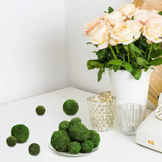 Moss Decorative Ball Natural Green, Handmade Moss Ball Spheres, Vase Fillers for Christmas Garden Home Wedding Party Decoration {3}