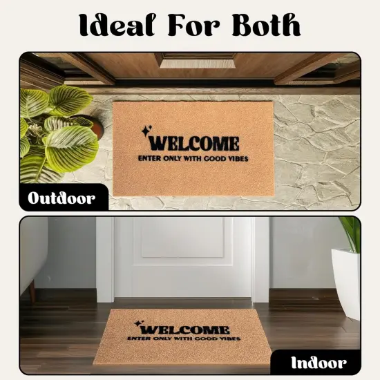 Welcome Mat Outdoor Good Vibes - Welcome Mat Ecofriendly for Front Door, Housewarming Gift {4}