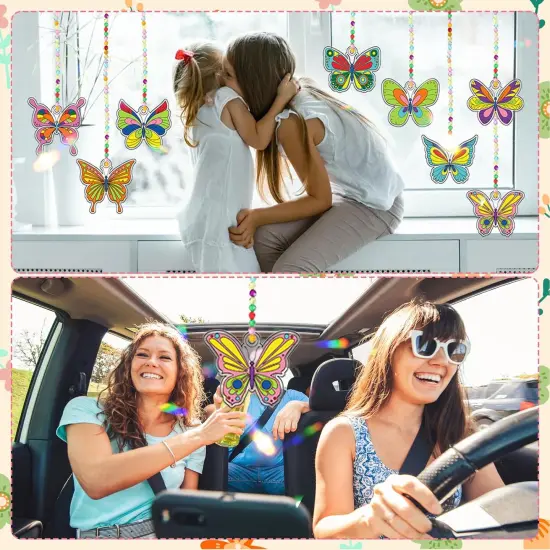 DIY Activity Butterfly Spring Suncatchers Ornaments Decorations DIY Window Paint Art Painting Craft Kits for Kids DIY Sun Catchers Classroom Easter Spring Summer Party Activities Art Project (butterfly) {5}