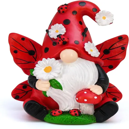 Ladybug Gnomes Decorations Resin Ladybug Figurines Decor Spring Kitchen Decor {1}
