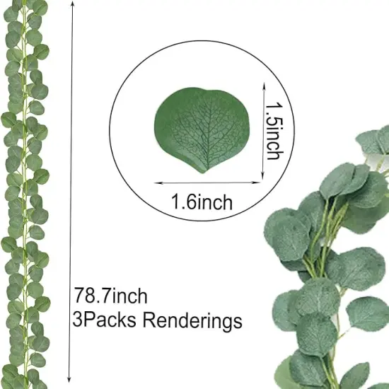 Garland,Artificial Eucalyptus Leaves Table Greenery Garland Wreath Vines for Wedding Party Table Fireplace Bedroom Wall Room Decor (6) {5}