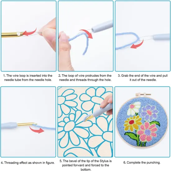 Embroidery Starter Kits for Adults,Rug Tool Cross Stitch Including Handle Pen,Cloth,Hoop,Threads and Instruction-Daisy Flower Pattern {3}