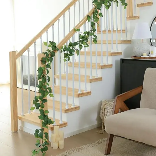 2 Strands Artificial Scindaps Vines Garland 73" Fake Vine with Silk Green Leaves Faux Hanging Plants Greenery Decoration for Bedroom Wall Party Wedding Apartment Room Decor (Scindapsus) {5}