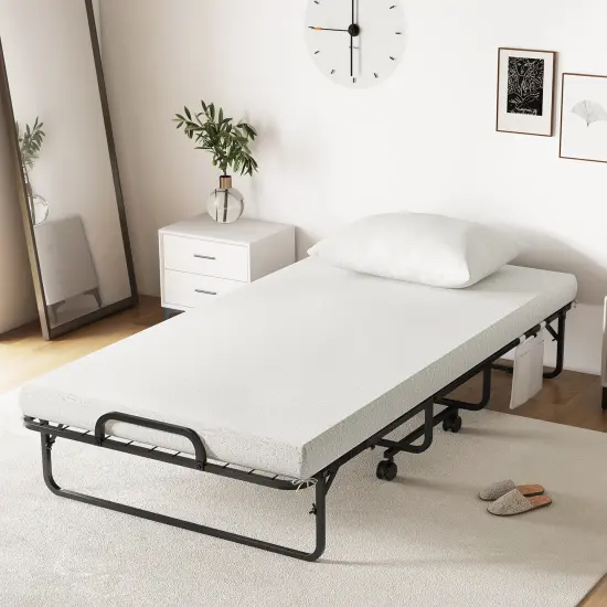 Folding Bed with Memory Foam Mattress and Pillow for Guest Room Use {1}