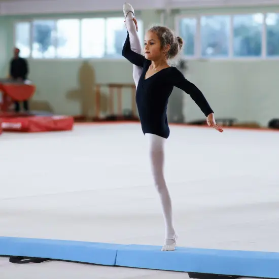 7 Feet Folding Balance Beam with Removable Suede Cover Suitable for Improve All Skill Levels Navy {1}