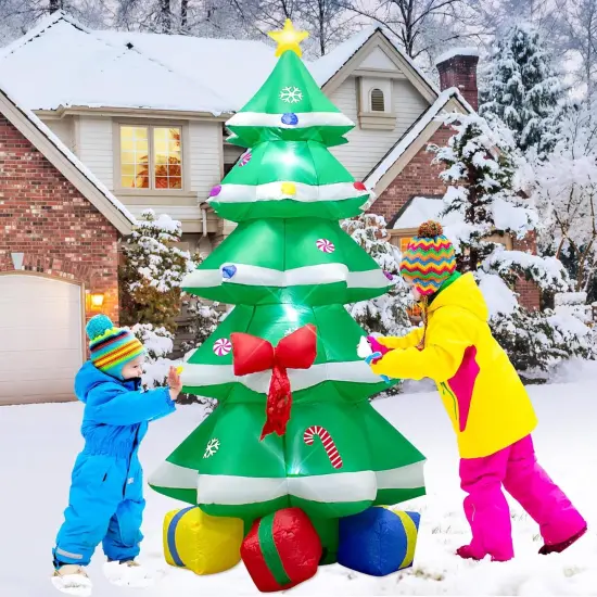 6 Foot Christmas Inflatable Christmas Tree with Gift Box Decoration with LED Lights,Cute Blow up Christmas Tree Indoor Outdoor Decoration - WM - 22 {2}