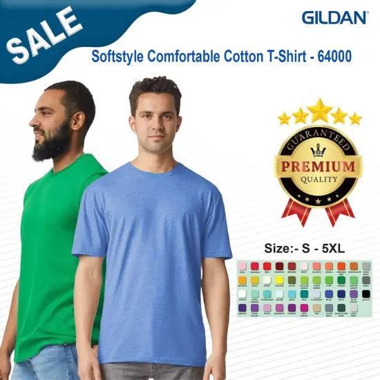 Gildan&reg; Softstyle Comfortable Short Sleeve Crewneck Cotton T-Shirt Black {3}