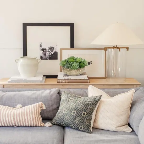 Artificial Succulent Arrangement in Cement Pot Fake Succulent Plant with Modern Gray Bowl Planter Faux Green Succulent for Home Living Room Shelf Desk Table Indoor Decor {3}