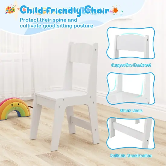 White Kids Craft Drawing Desk with Chair and 2 Spacious Storage Shelves {6}
