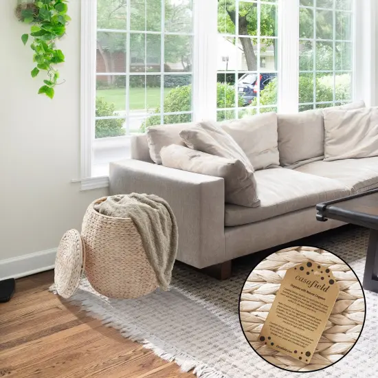 Round Hyacinth Storage Basket/Hamper/Planter with for Laundry, Blankets, Plants Espresso {3}