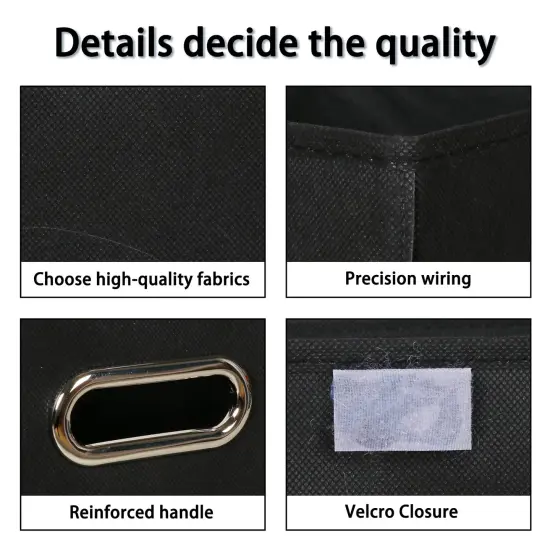 DABEACT Fabric Storage Cube Bins with Lids Closet Organizers collapsible storage bins basket with Handles for Home,Storage Boxes for Organizing,3 Pack,(black) {2}