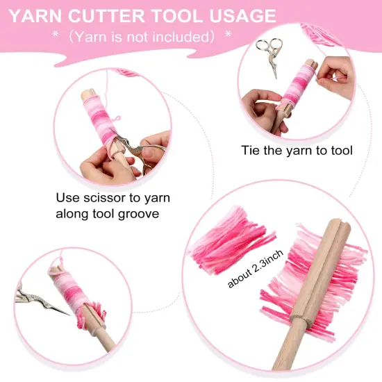 3 Pieces Latch Hook Tool Rug Mesh Fabric Canvas Wooden Bent Latch Hook Tool Yarn Cutter Embroidery Crafts Supplies for DIY Rug Carpet Tapestry Making, 19 x 59 Inches {6}