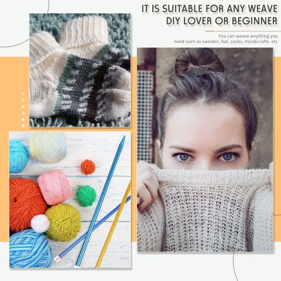 6 Pieces/ 3 Pairs Aluminum Straight Knitting Needles Set, 8 mm, 9 mm and 10 mm,14 Inch Single Point Knitting Needles, Color Extra Long Sweater Straight for DIY Projects {4}