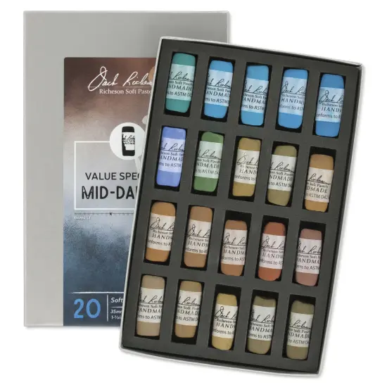 Richeson Soft Handrolled Pastels - Mid Darks 4, Set of 20 {1}