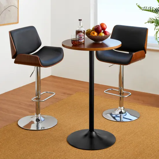 Set of 3 Leatherette Adjustable Swivel Bar Stool Pub Table Set {7}