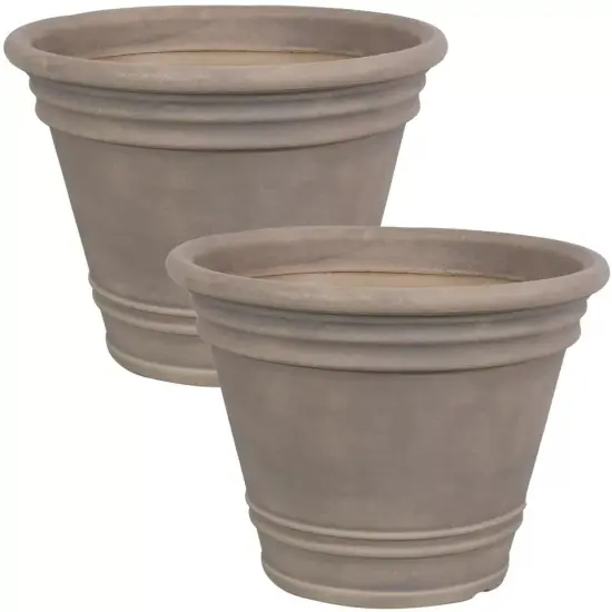 20 in Franklin Dual-Wall Polyresin Planter - Beige - Set of 2 {4}