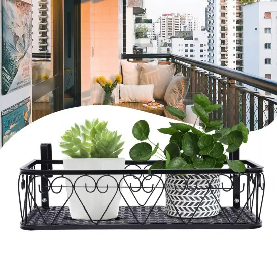 Balcony Railing Hanging Basket Shelf Flower Pot Stand Holder Potted Plants Rack {2}