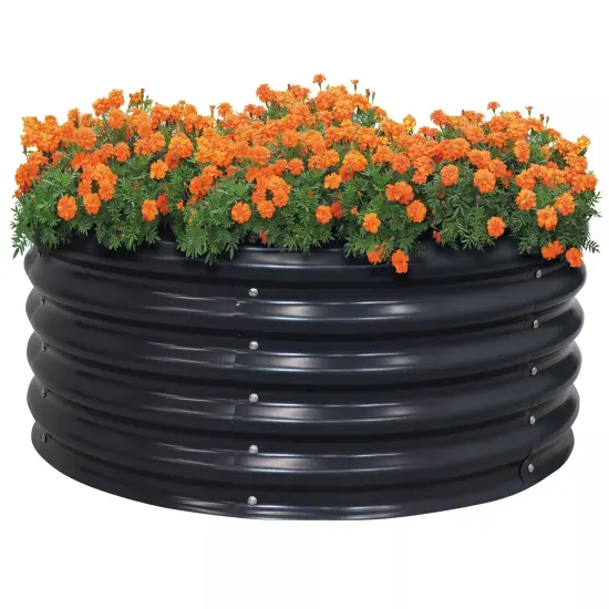 Galvalume Steel Round Raised Garden Bed - Dark Gray - 36 in {1}