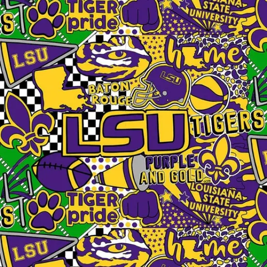 Licensed NCAA Louisiana State University Pop Art LSU-1165 Cotton Fabric by the Yard {1}