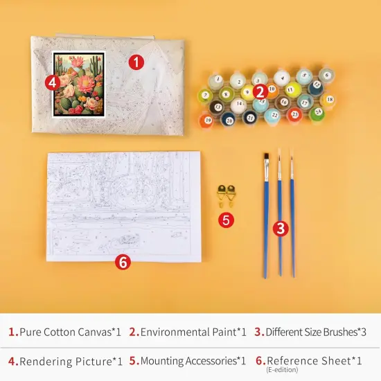 Cactus Paint by Number Desert Landscape Adult Paint by Number Kits on Canvas DIY Paint {5}