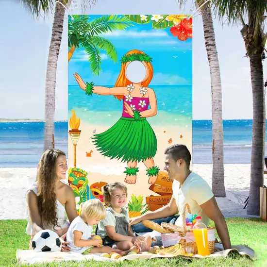 Hawaiian Photo Door Banner, Luau Party Decorations, Large 65&times;39 inches Tiki Luau Photo Props, Aloha Tiki Banner for Party Hawaiian Door Banner, Party Supplies for Tropical Beach {2}