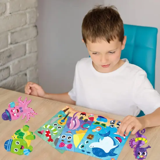 45Pcs Sea Make-A-Face Holographic Stickers Ocean Animals DIY Art Craft Rewards for School Kid Teacher Summer {4}