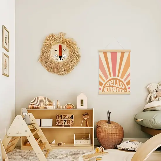 Hello Sunshine Boho Summer Sun Decor Poster Hanger Frame - Door Wall Boho Nursery Wooden Frames,Motivational Wall Hanging Banner Decor for Bedroom Playroom Homeschool School 12x16 Inch {2}