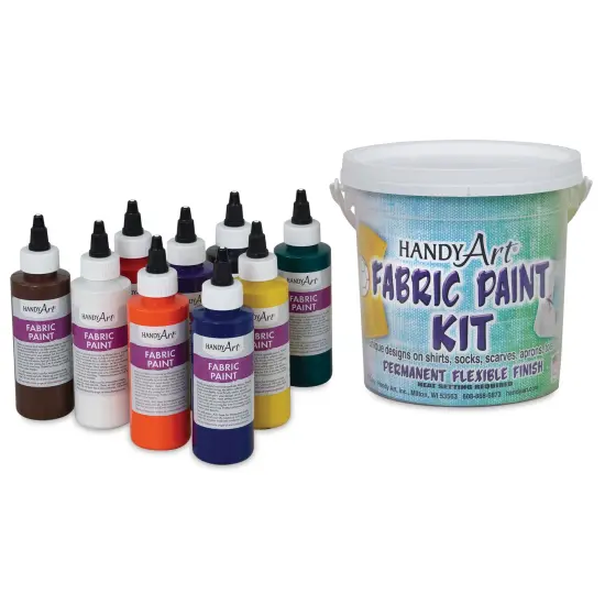 Handy Art Fabric Paint - Primary Set of 9 w/ Bucket, 4 oz {1}