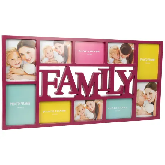 Northlight Framed 10 Picture "Family" Photo Frame - 28.75" - Pink {4}