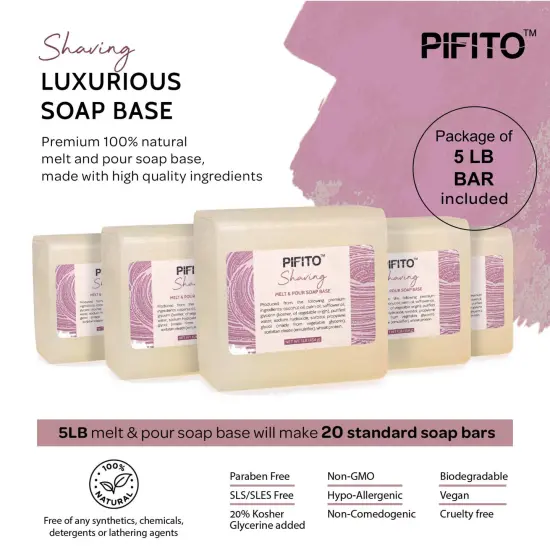 Pifito Shaving Melt and Pour Soap Base │ Bulk Premium 100% Natural Glycerin Soap Base │ Luxurious Soap Making Supplies {2}