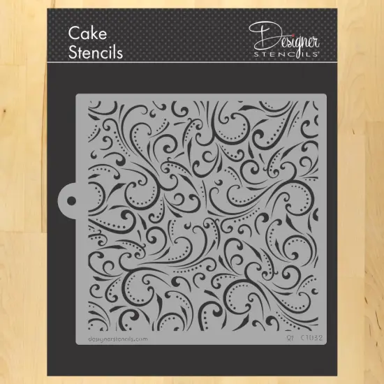 Swirls and Dots All Over Print Stencil | C1032 by Designer Stencils | Cake Decorating Tools | {1}