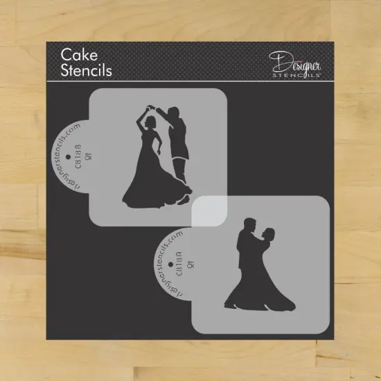 Dancing Couple Cake Stencil | C818 by Designer Stencils | Cake Decorating Tools | Baking Stencils for Royal Icing, Airbrush, Dusting Powder | Reusable Plastic Food Grade Stencil for Cakes | Easy to Use & Clean Cake Stencil {1}