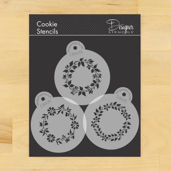 Flower Chain Cookie Stencil Set | C847 by Designer Stencils | Cookie Decorating Tools | Baking Stencils for Royal Icing, Airbrush, Dusting Powder | Reusable Plastic Food Grade Stencil for Cookies | Easy to Use & Clean Cookie Stencil {1}