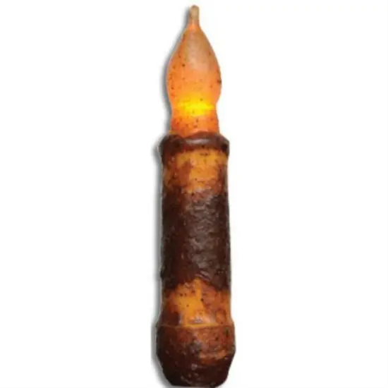4.5 Inch Flameless Burnt Mustard Taper Candle LED Primitive Decor with Built-In Timer {1}