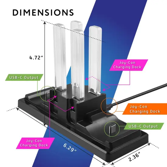 Controller Charger Dock for Nintendo Switch & OLED Model Joy Con and Pro Controller, 6-in-1 Charging Station LED Dock Accessories {7}