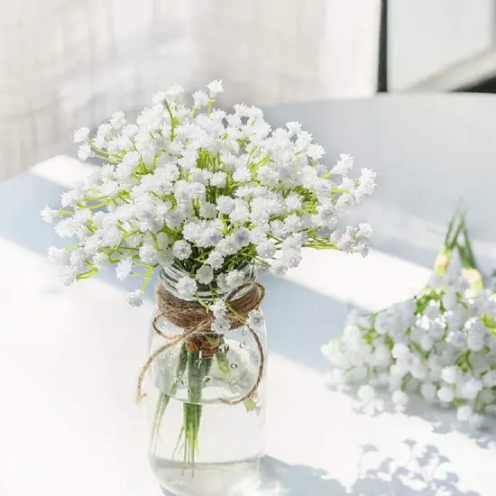 30PCS Fake Babys Breath Flowers Artificial White Flowers Gypsophila DIY Floral Bouquets Arrangement Wedding Home Decor {3}