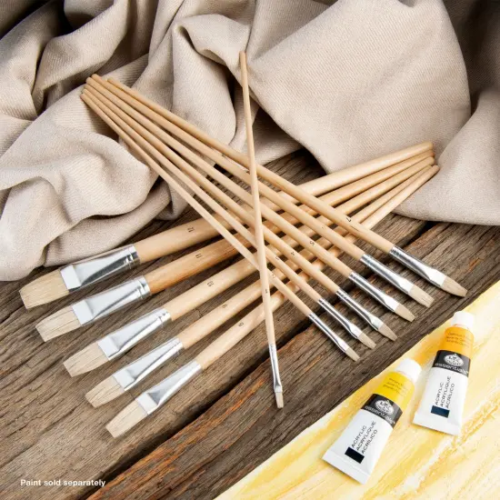 RSET-9601 | 12pc White Bristle Long Handle Flat Brush Set {3}