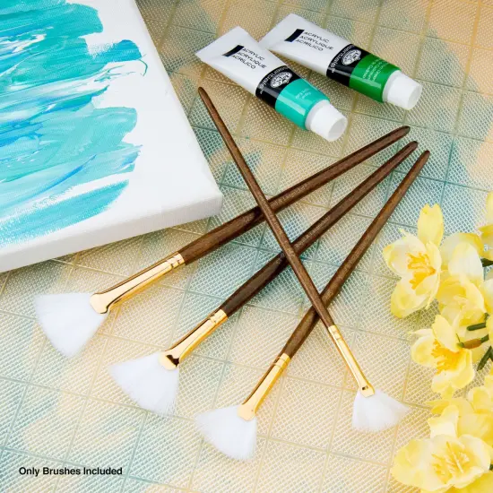 RSET-9166 | 4pc White Taklon Fan Brush Set {3}